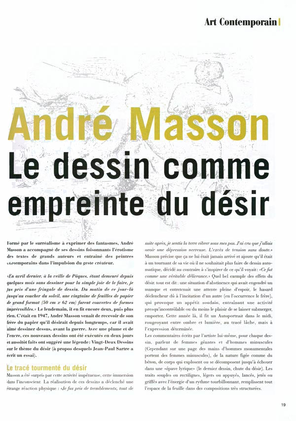 Andr Masson, le dessin comme empreinte du dsir